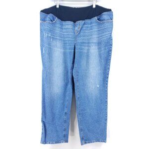 Isabel Maternity Womens Size 17 Crossover Panel Distressed Denim Jeans